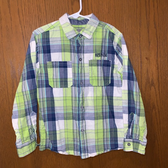 Kenneth Cole Reaction Boys Plaid Long Sleeve Button-Up Size Medium (6/7) - Picture 1 of 9